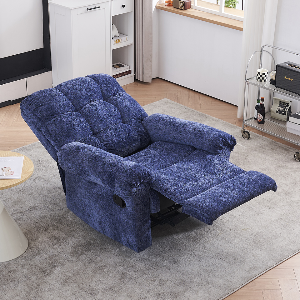 Modern Chenille Fabric Sofa Manual Recliner Chair Adjustable Relax Armchair