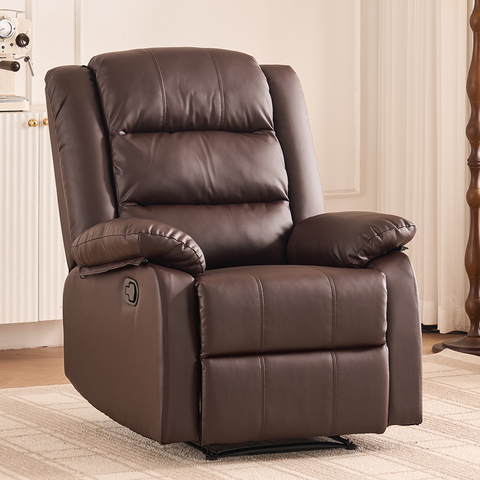 Modern Leather Brown Living Room Furniture Manual Recliner Chair