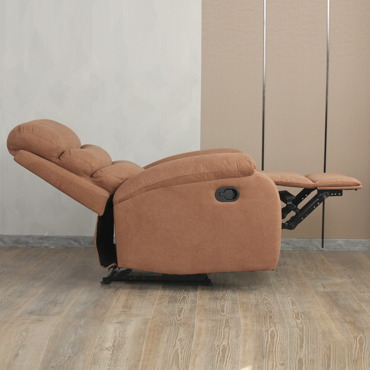 Brown Fabric Single Sofa Manual Reclining Chair for Living Room