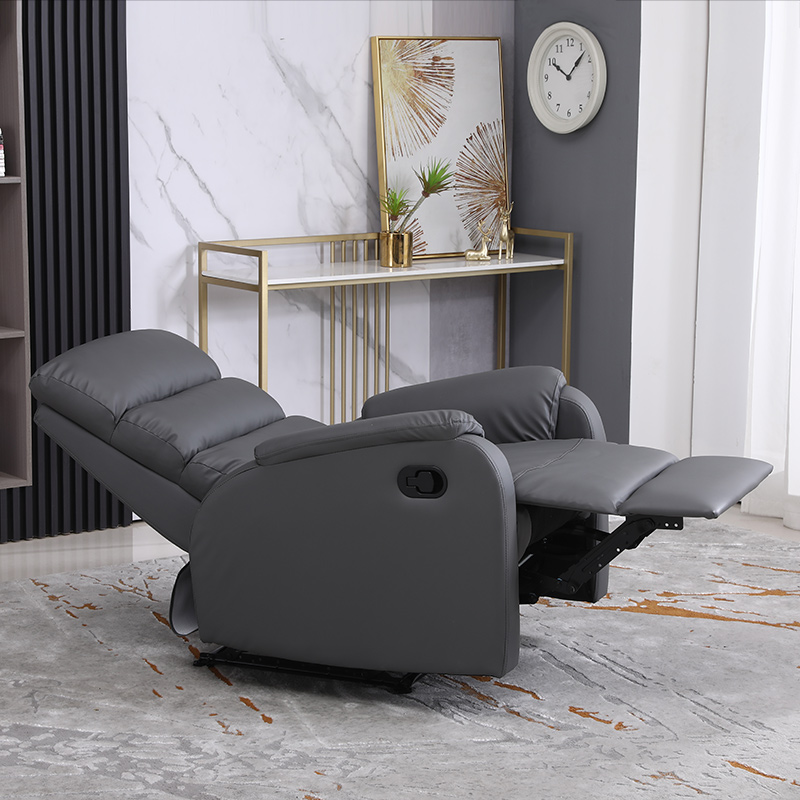 Dark Grey Leather Living Room Bedroom Relax Armchair Manual Adjustable Recliner Chair