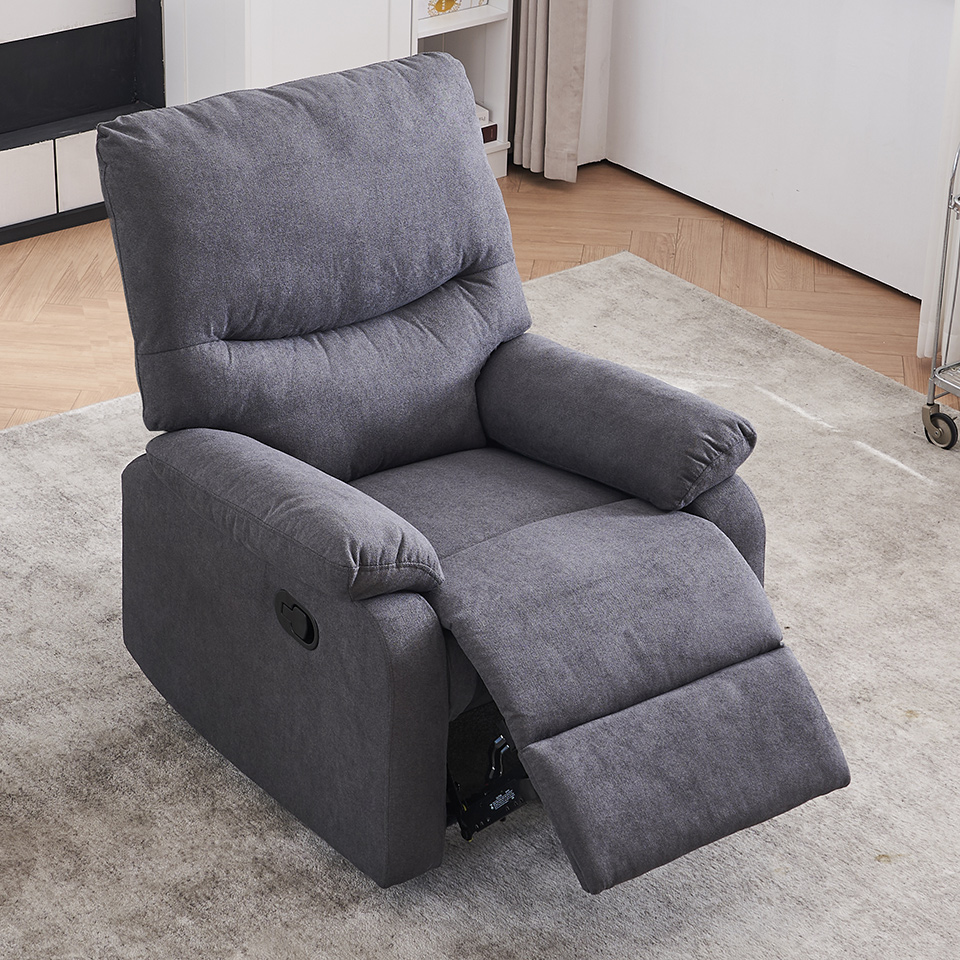 Dark Grey Fabric Living Room Furniture Manual Adjustable Recliner Chair Sofa 