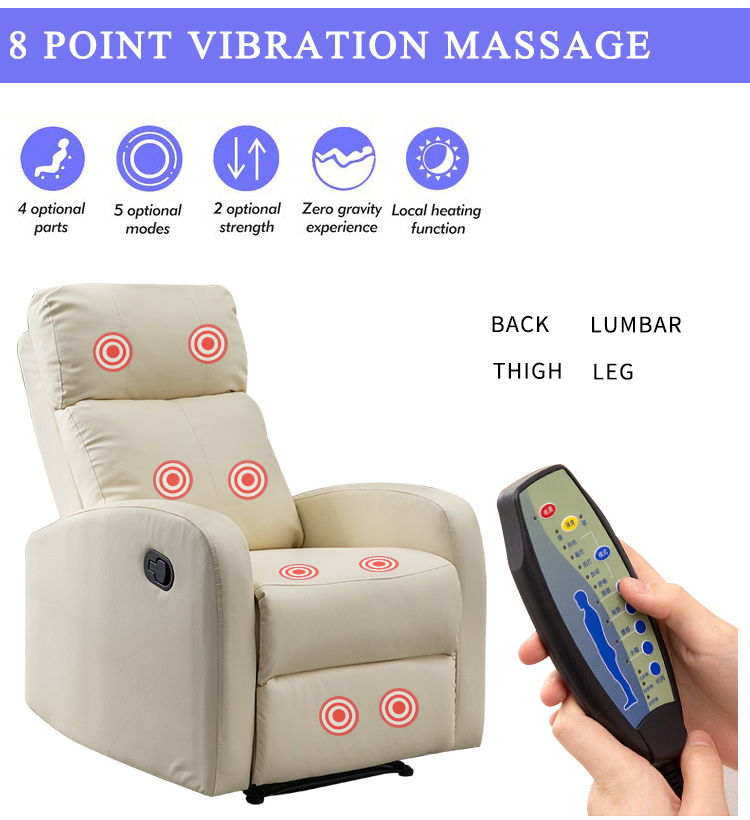 living room furniture single reclining 8 point massage manual relax recliner chair