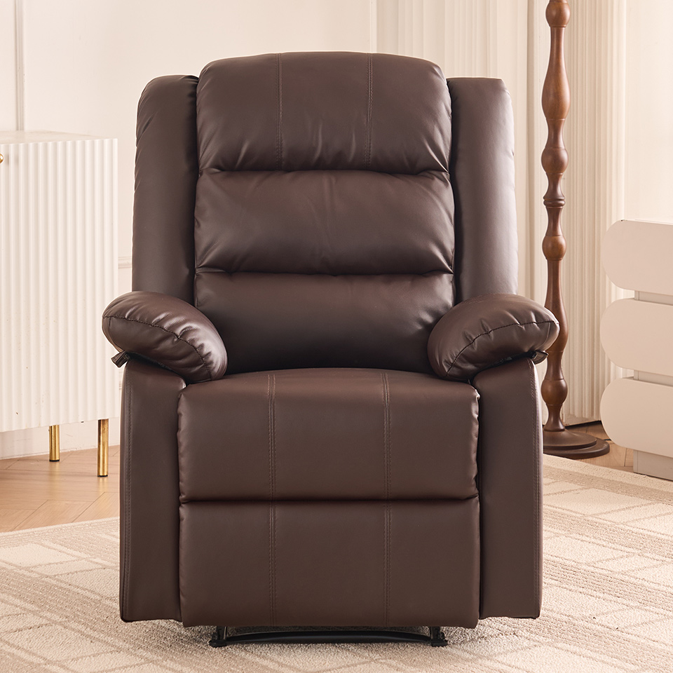 Modern Leather Brown Living Room Furniture Manual Recliner Chair