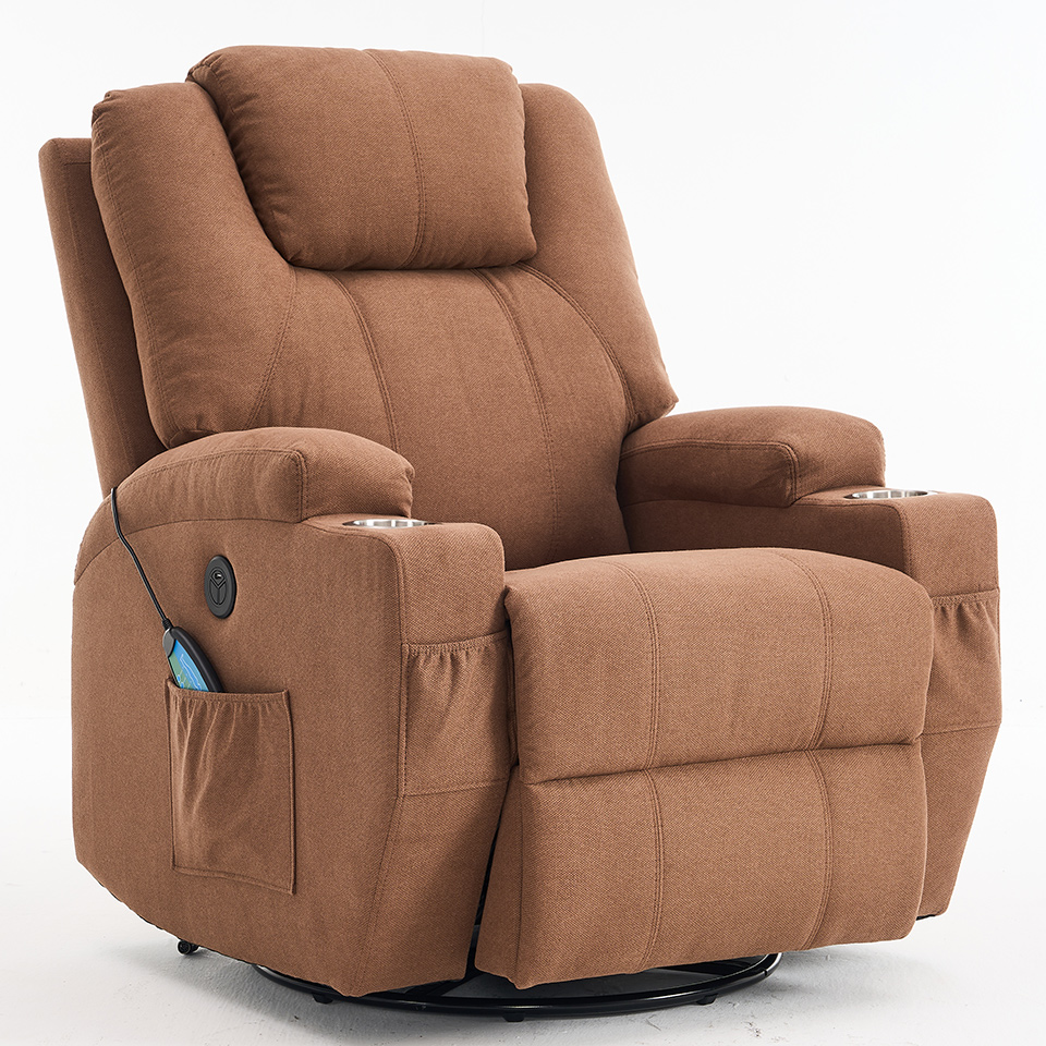 Modern Fabric Electric Power Chair Swivel Glider Rocking Reclining with Massage And Heating Function