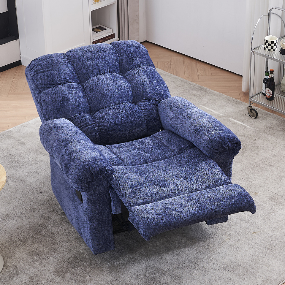 Modern Chenille Fabric Sofa Manual Recliner Chair Adjustable Relax Armchair