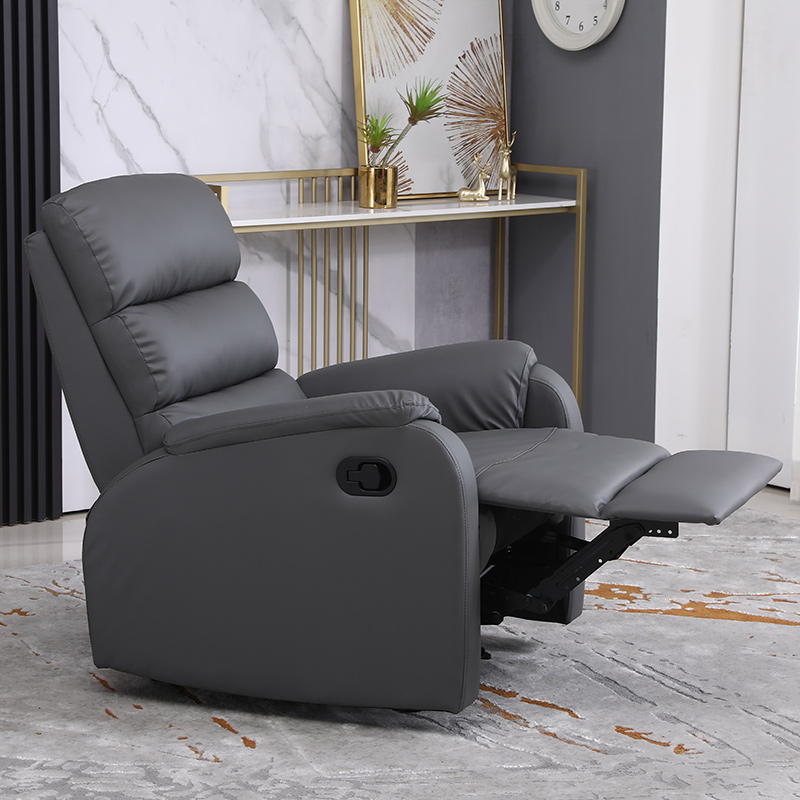 Dark Grey Leather Living Room Bedroom Relax Armchair Manual Adjustable Recliner Chair