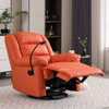 Modern Faux Leather Orange Recliner Manual Adjustable Swivel Glider Chair Recliner with Phone Stand