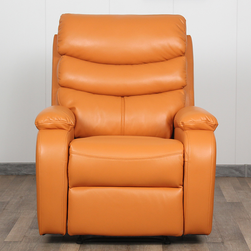 Orange Luxury Air Leather Living Room Furniture Sofa Manual Adjustable Recliner 