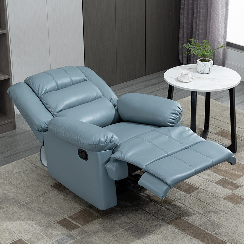 Modern Air Leather Blue Recliner Manual Adjustable Recliner Chair