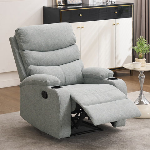 Home Theater Watch Tv Reclining Chair Manual Fabric Recliner with Cup Holder