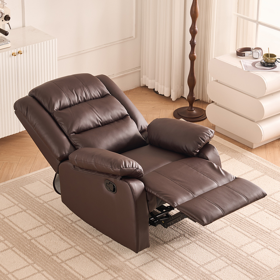 Modern Leather Brown Living Room Furniture Manual Recliner Chair