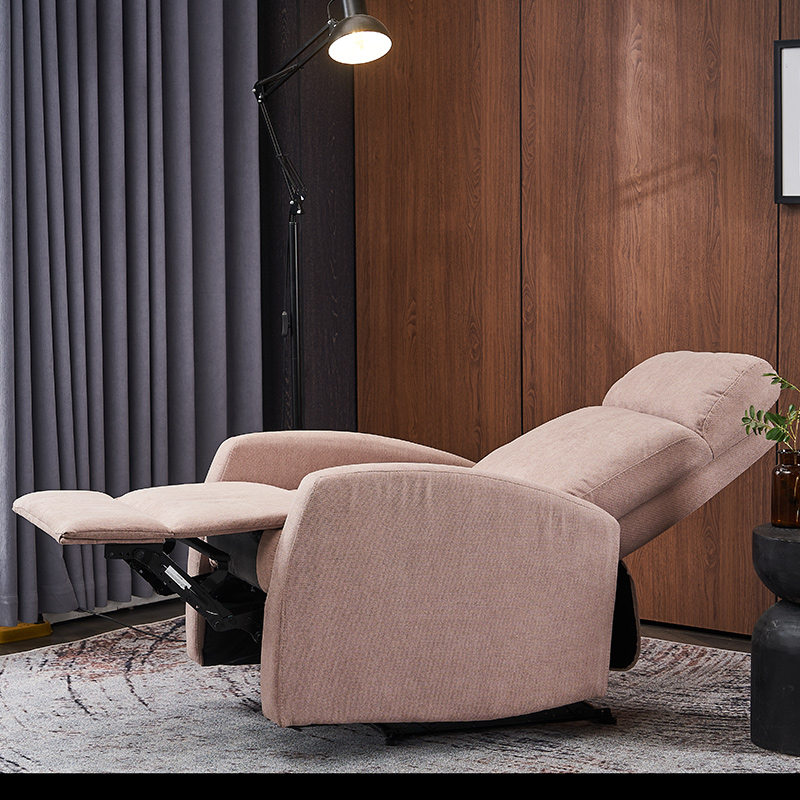 Beige Fabric Single Seater Multifunctional Manual Adjustable Recliner Chair