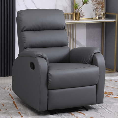 Dark Grey Leather Living Room Bedroom Relax Armchair Manual Adjustable Recliner Chair