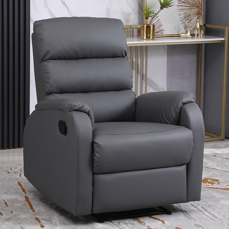 Dark Grey Leather Living Room Bedroom Relax Armchair Manual Adjustable Recliner Chair