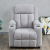 Home Theater Cotton Fabric Grey Push Back Sofa Manual Recliner Chair with Cup Holder