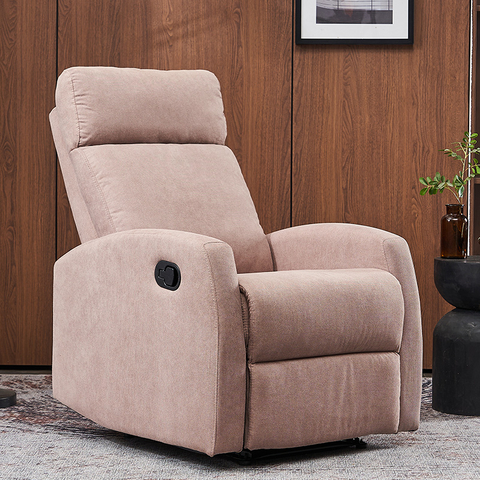 Beige Fabric Single Seater Multifunctional Manual Adjustable Recliner Chair