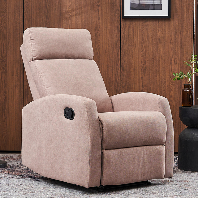 Beige Fabric Single Seater Multifunctional Manual Adjustable Recliner Chair