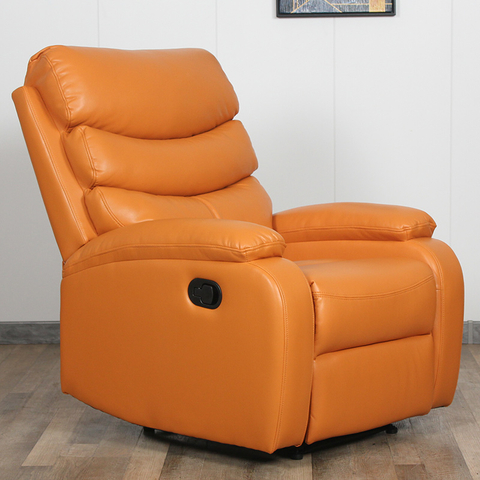 Orange Luxury Air Leather Living Room Furniture Sofa Manual Adjustable Recliner 