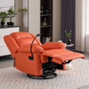 Modern Faux Leather Orange Recliner Manual Adjustable Swivel Glider Chair Recliner with Phone Stand