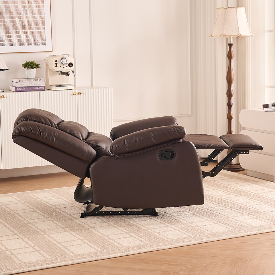 Modern Leather Brown Living Room Furniture Manual Recliner Chair