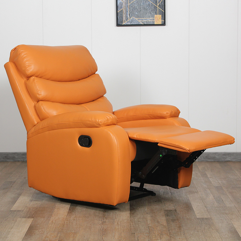 Orange Luxury Air Leather Living Room Furniture Sofa Manual Adjustable Recliner 