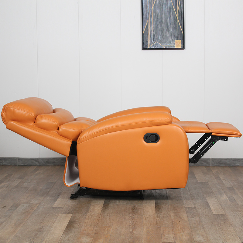 Orange Luxury Air Leather Living Room Furniture Sofa Manual Adjustable Recliner 