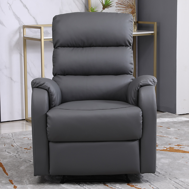 Dark Grey Leather Living Room Bedroom Relax Armchair Manual Adjustable Recliner Chair
