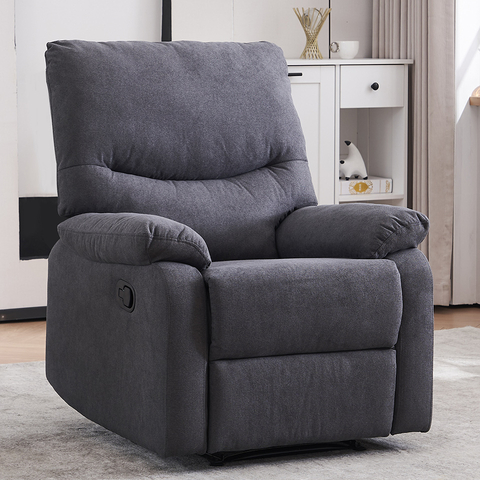 Dark Grey Fabric Living Room Furniture Manual Adjustable Recliner Chair Sofa 