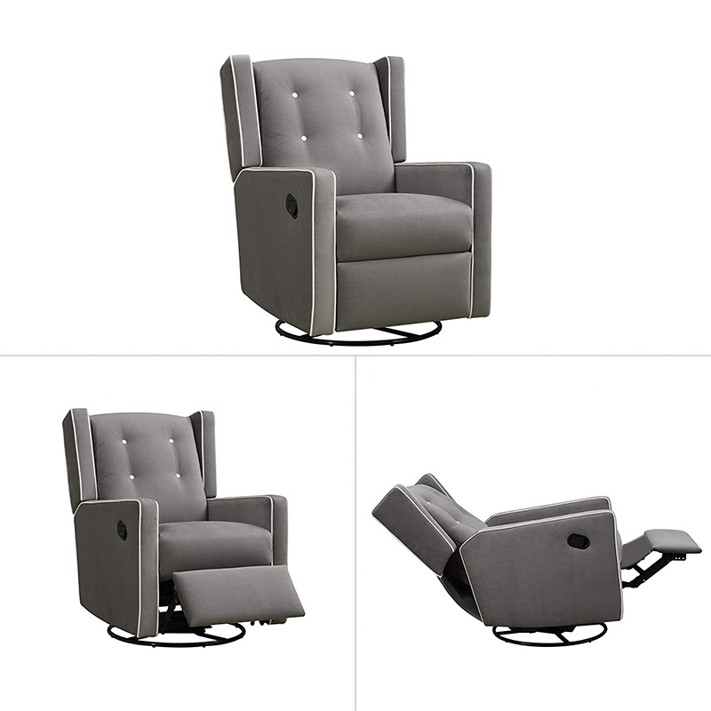 Modern Fabric Home Furniture Manual Swivel Glider Recliner Chair