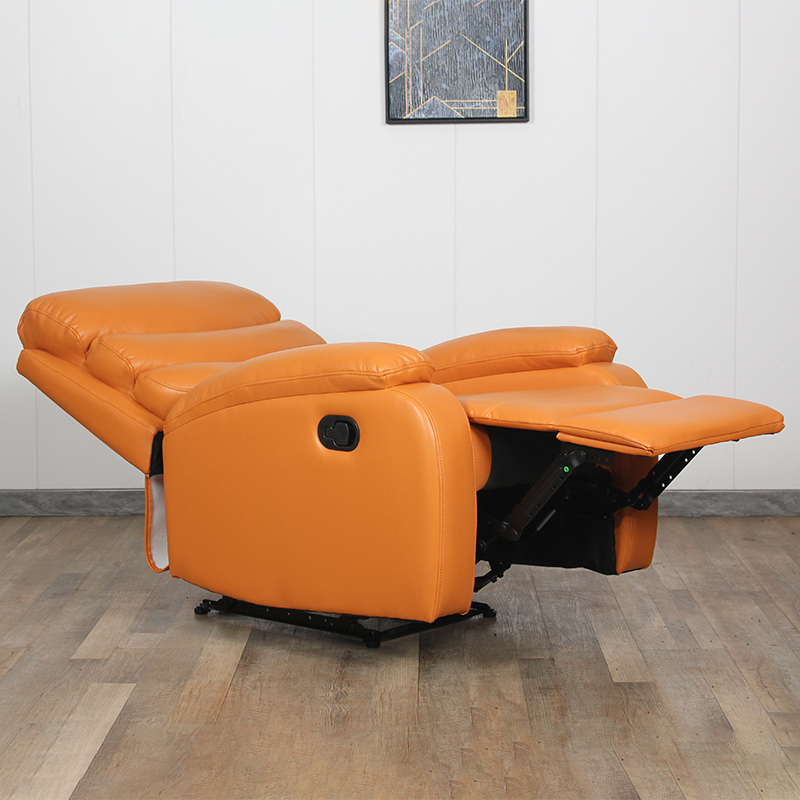 Orange Luxury Air Leather Living Room Furniture Sofa Manual Adjustable Recliner 