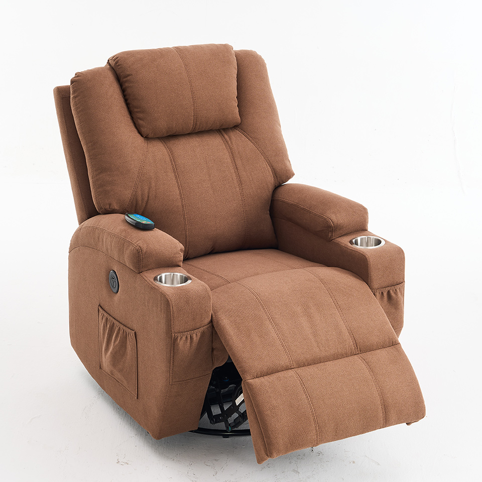 Modern Fabric Electric Power Chair Swivel Glider Rocking Reclining with Massage And Heating Function