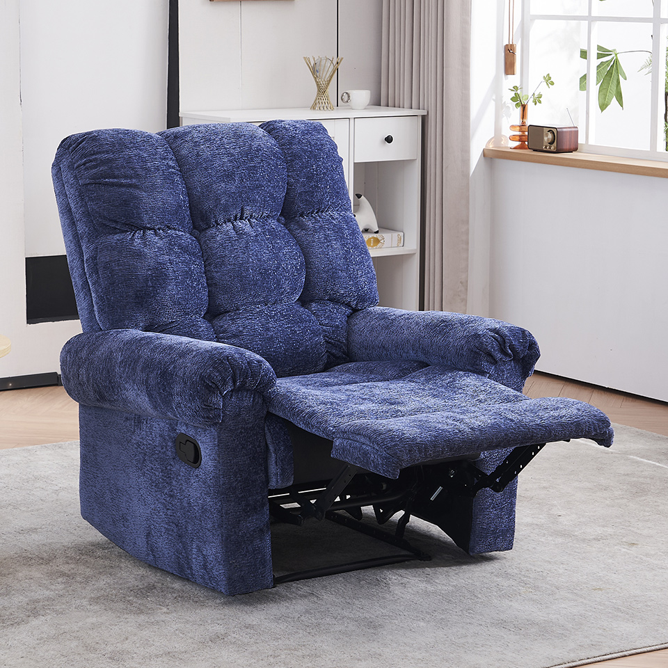 Modern Chenille Fabric Sofa Manual Recliner Chair Adjustable Relax Armchair