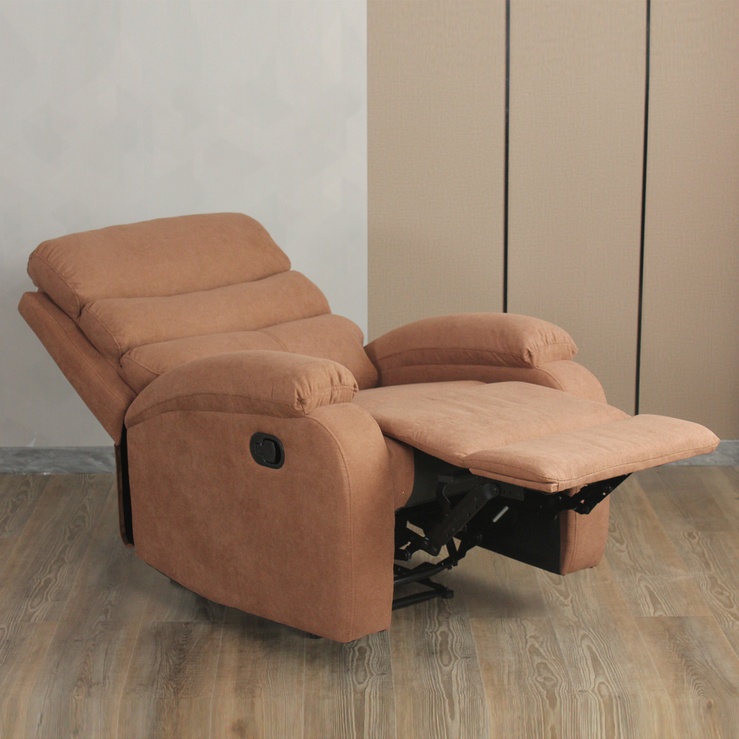 Brown Fabric Single Sofa Manual Reclining Chair for Living Room