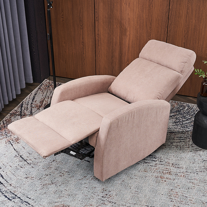 Beige Fabric Single Seater Multifunctional Manual Adjustable Recliner Chair