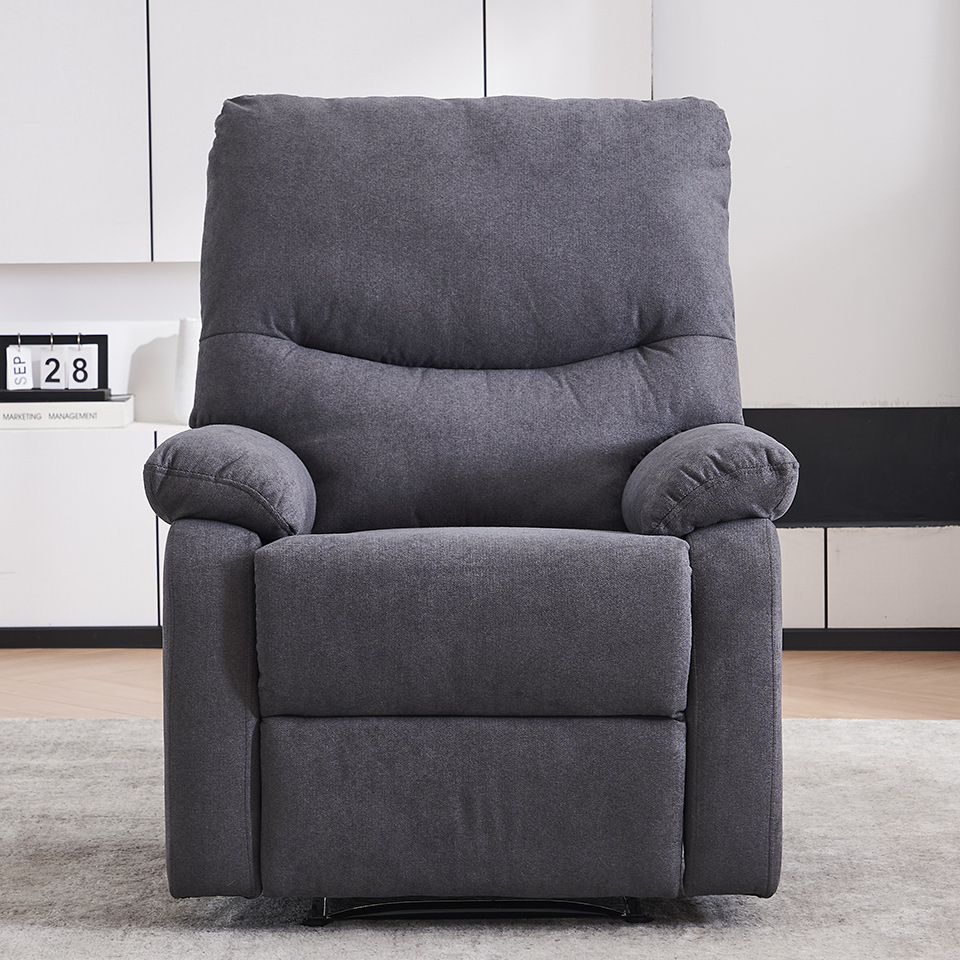 Dark Grey Fabric Living Room Furniture Manual Adjustable Recliner Chair Sofa 
