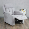Home Theater Cotton Fabric Grey Push Back Sofa Manual Recliner Chair with Cup Holder