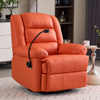 Modern Faux Leather Orange Recliner Manual Adjustable Swivel Glider Chair Recliner with Phone Stand